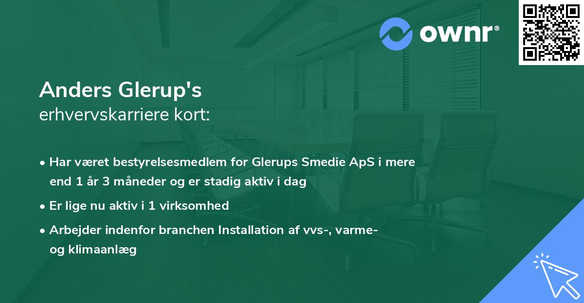 Anders Glerup's erhvervskarriere kort