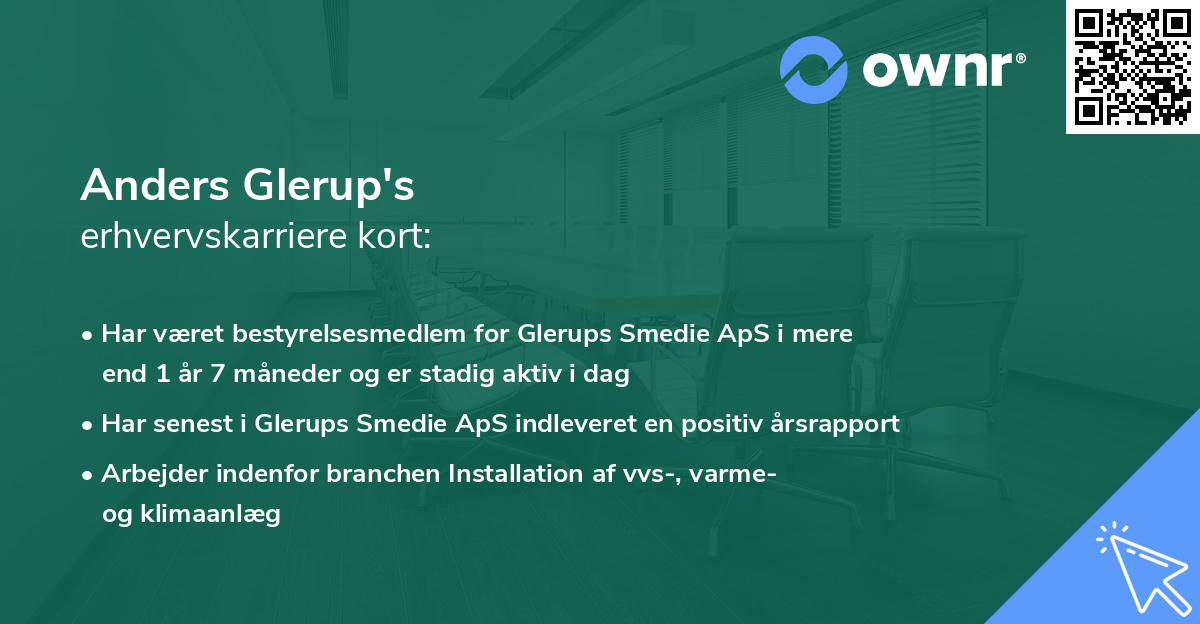 Anders Glerup's erhvervskarriere kort