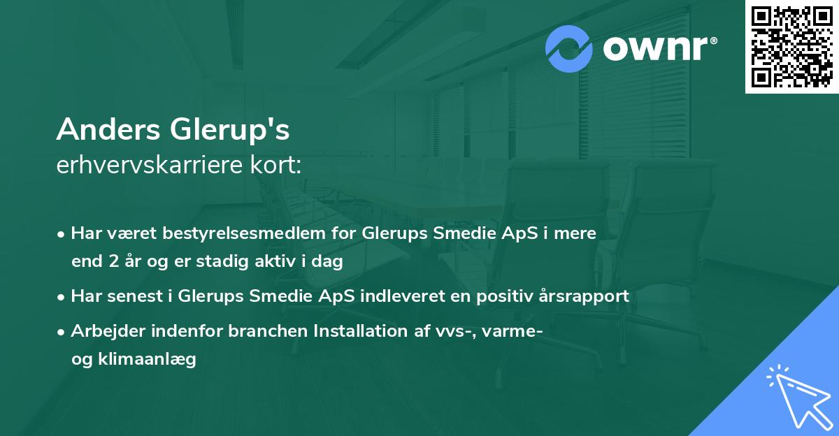 Anders Glerup's erhvervskarriere kort