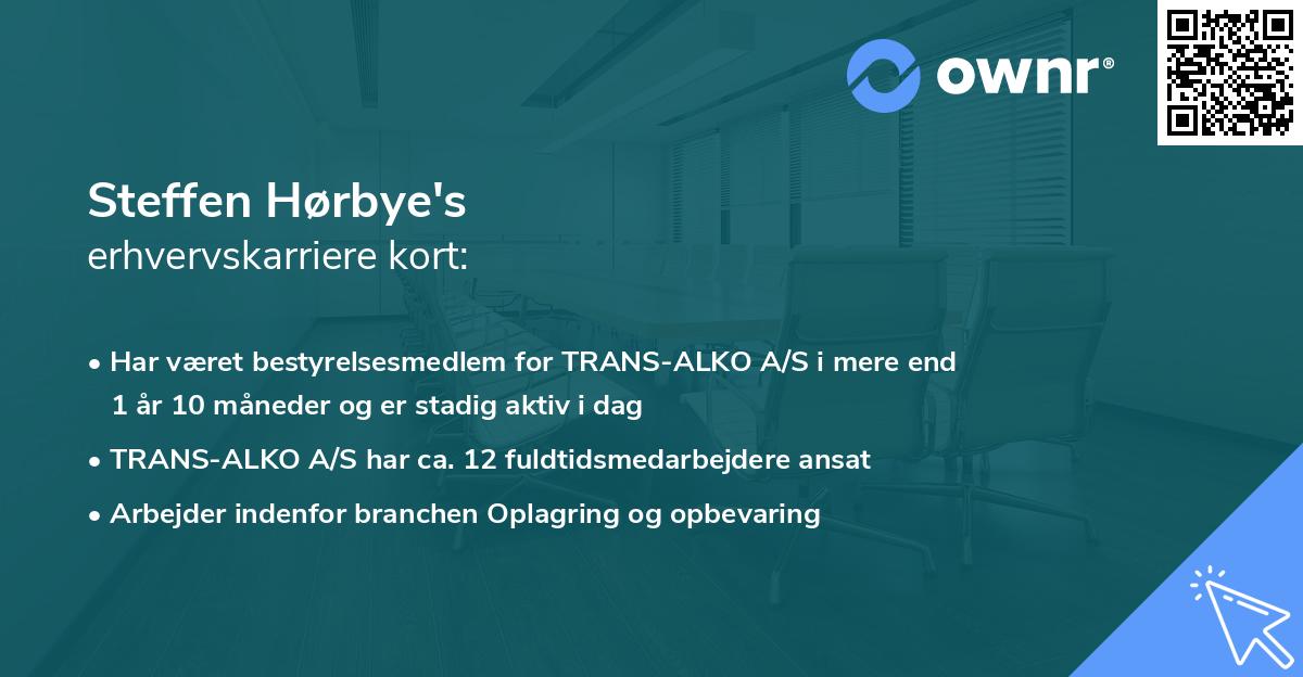 Steffen Hørbye's erhvervskarriere kort
