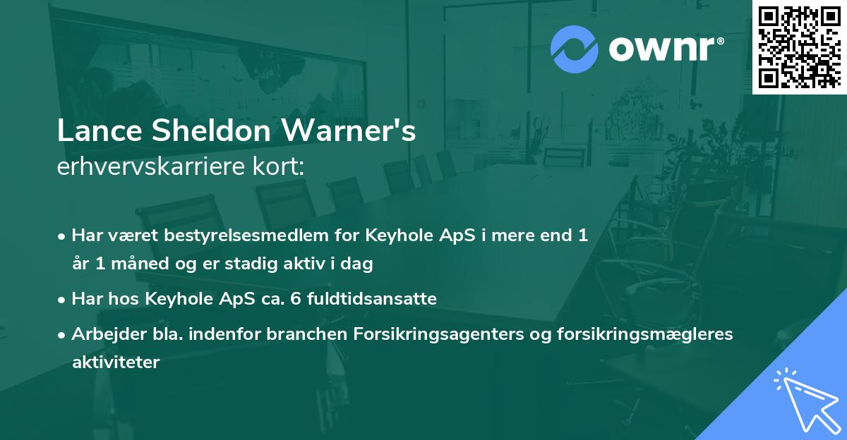 Lance Sheldon Warner's erhvervskarriere kort