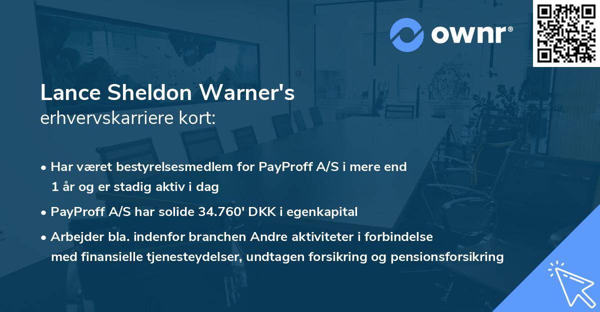 Lance Sheldon Warner's erhvervskarriere kort