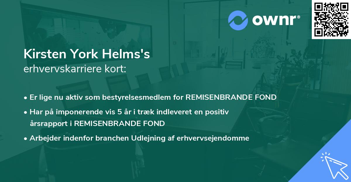 Kirsten York Helms's erhvervskarriere kort