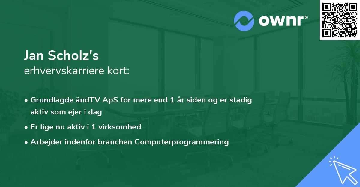 Jan Scholz's erhvervskarriere kort