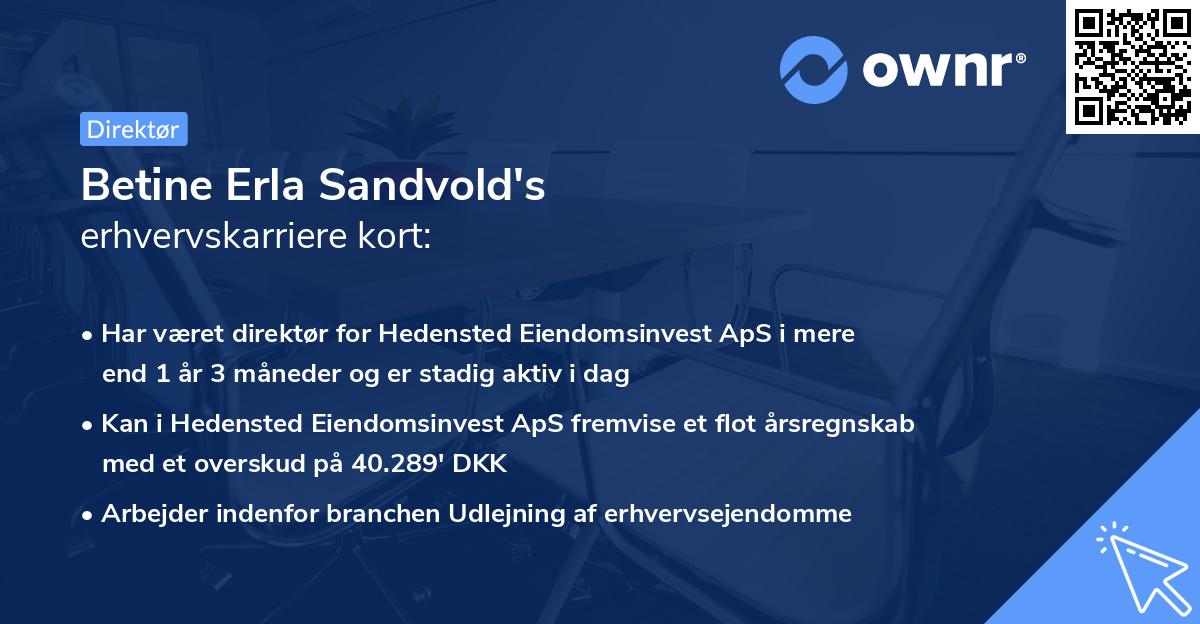 Betine Erla Sandvold's erhvervskarriere kort