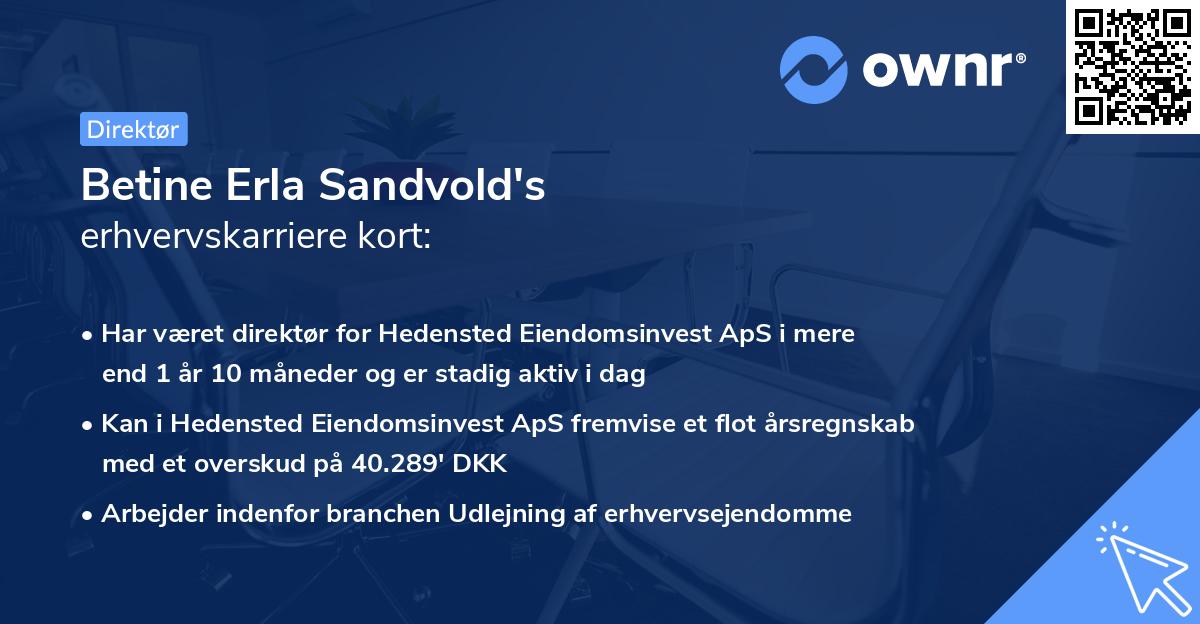 Betine Erla Sandvold's erhvervskarriere kort