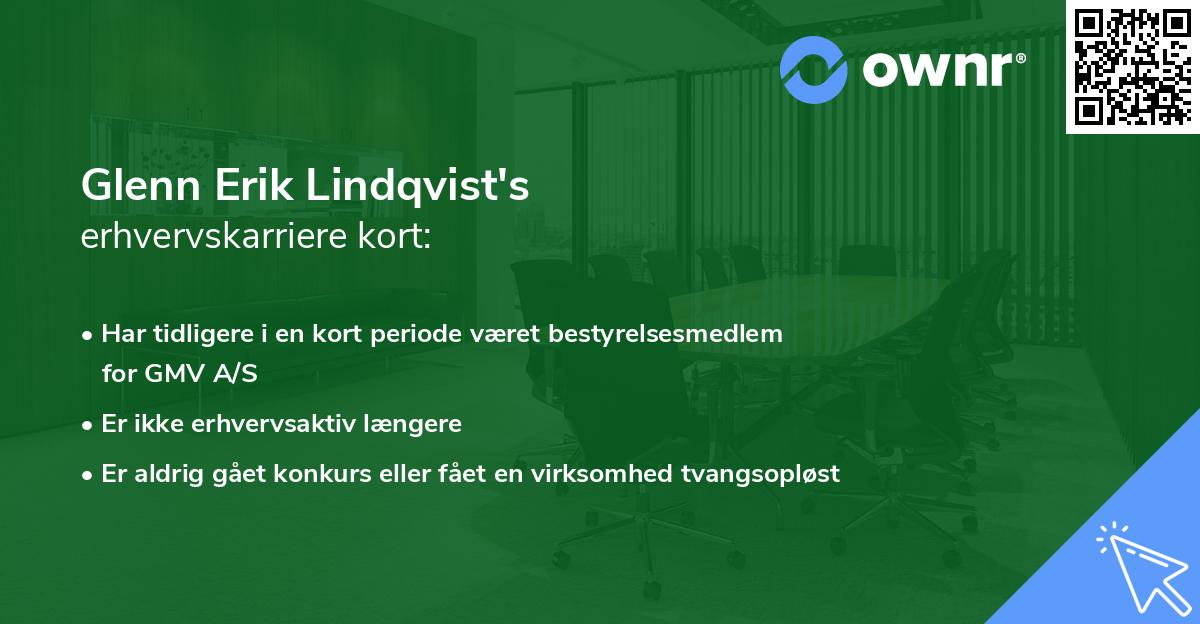 Glenn Erik Lindqvist's erhvervskarriere kort