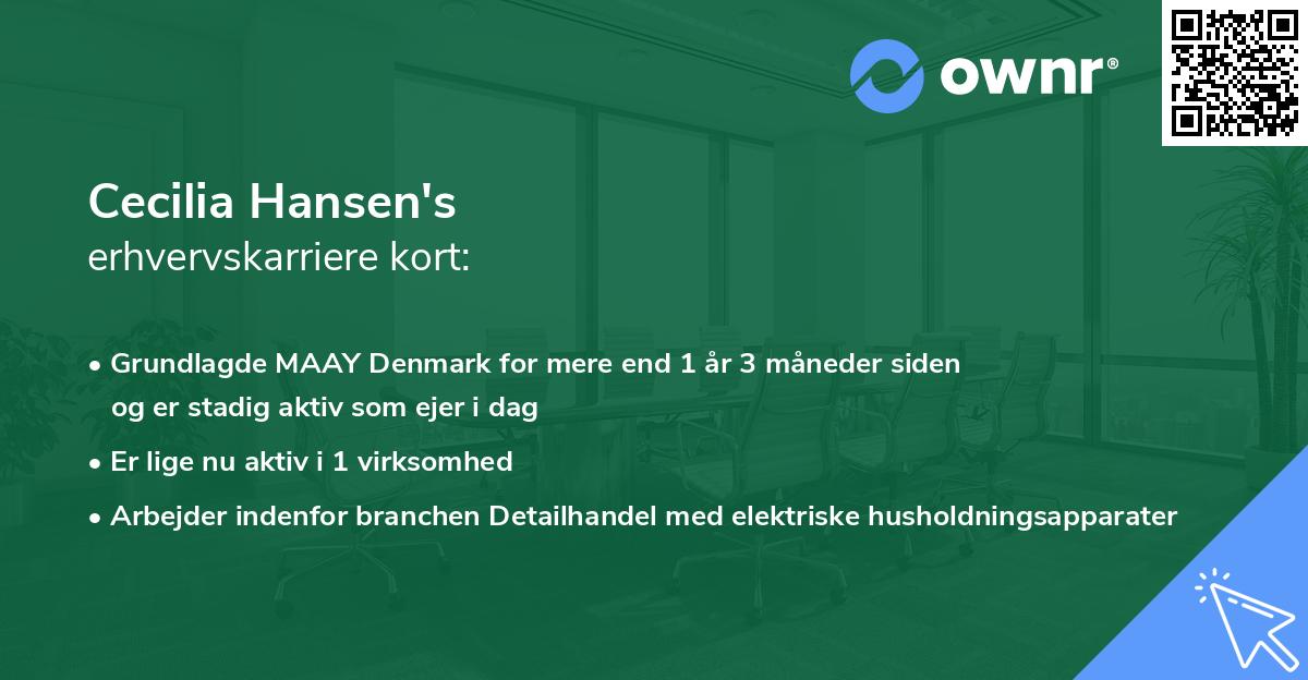 Cecilia Hansen's erhvervskarriere kort