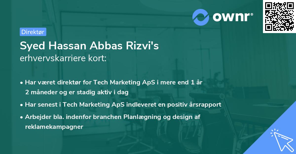 Syed Hassan Abbas Rizvi's erhvervskarriere kort