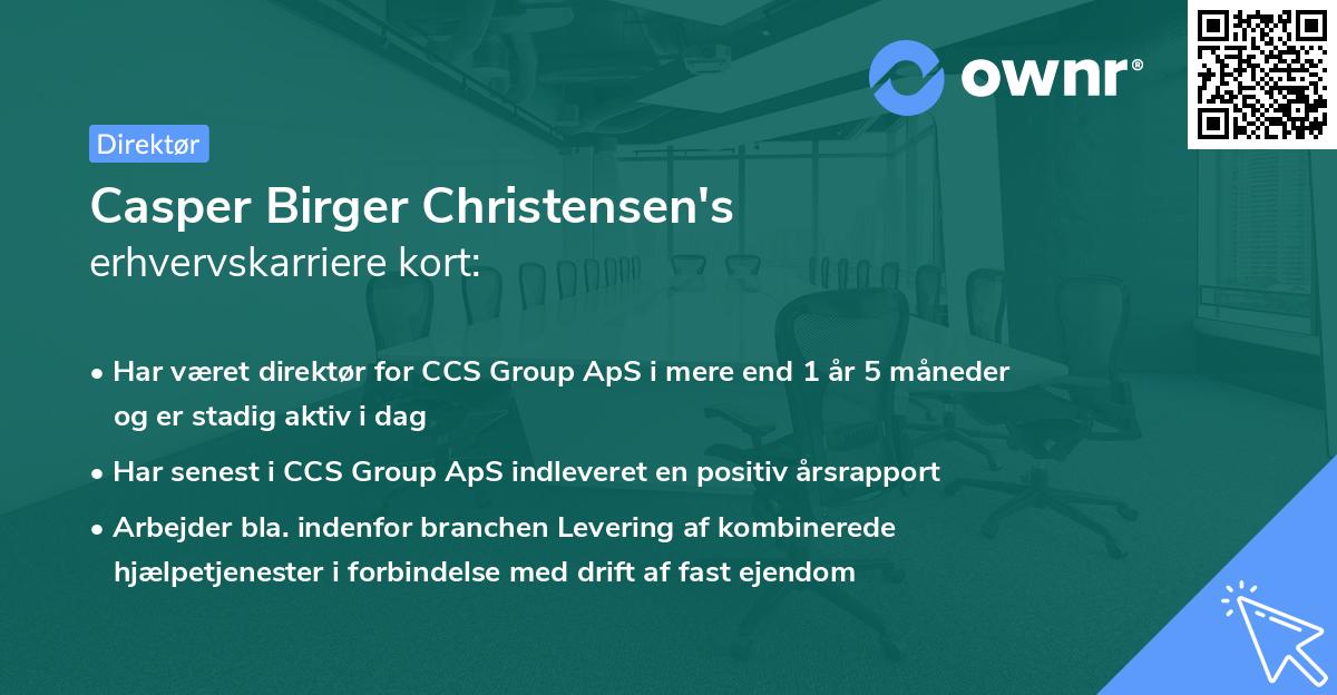Casper Birger Christensen's erhvervskarriere kort