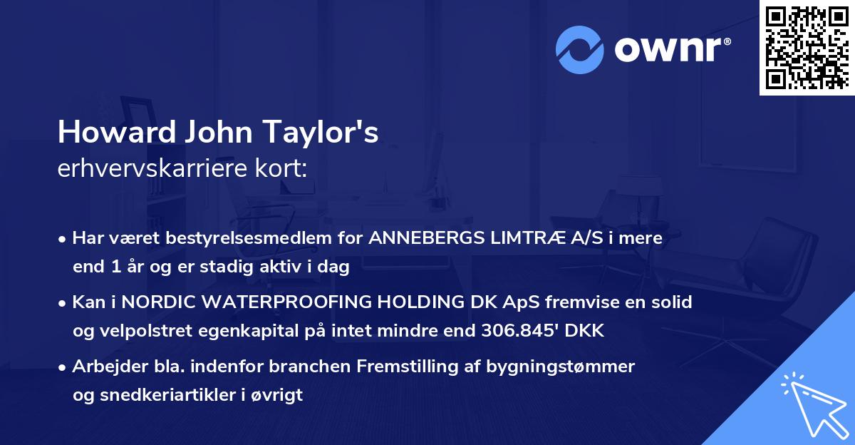 Howard John Taylor's erhvervskarriere kort
