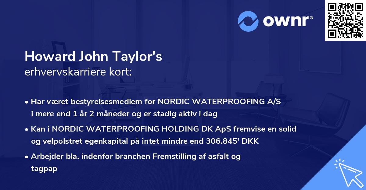 Howard John Taylor's erhvervskarriere kort