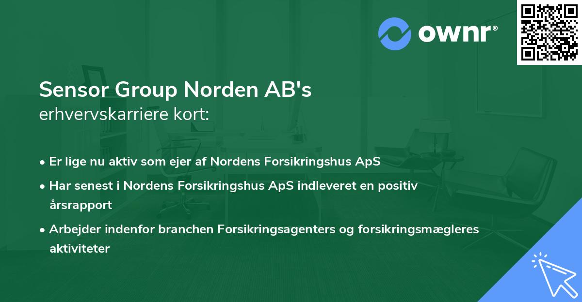 Sensor Group Norden AB's erhvervskarriere kort