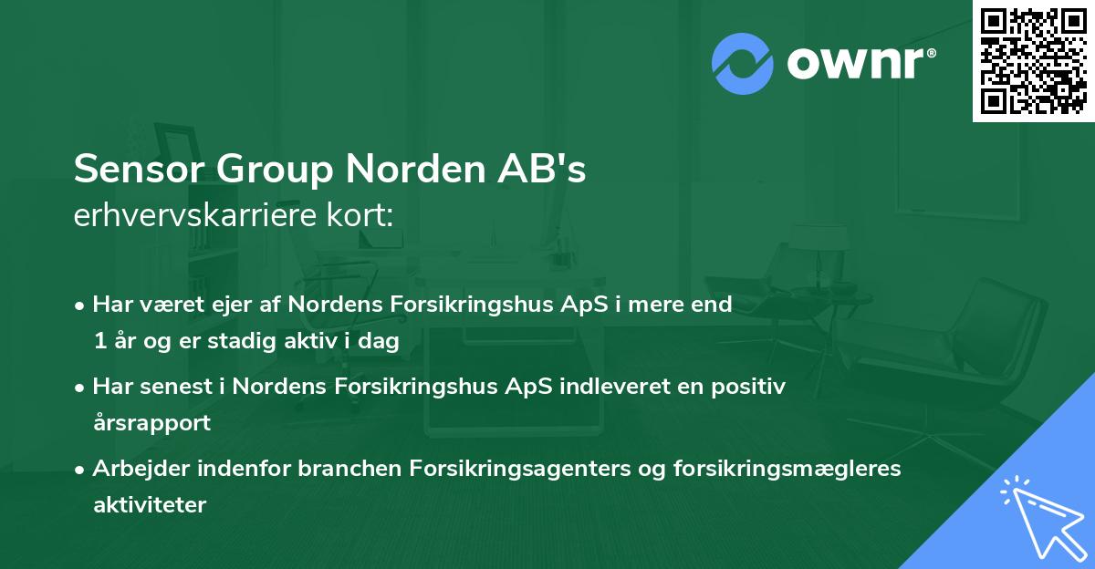 Sensor Group Norden AB's erhvervskarriere kort