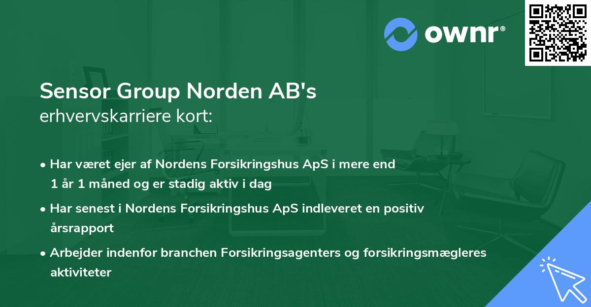 Sensor Group Norden AB's erhvervskarriere kort