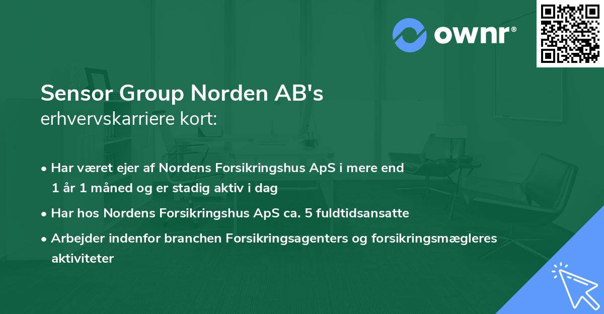 Sensor Group Norden AB's erhvervskarriere kort