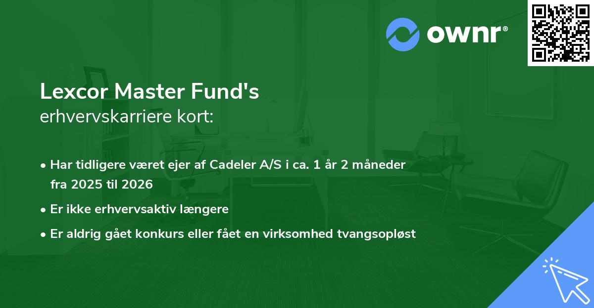 Lexcor Master Fund's erhvervskarriere kort