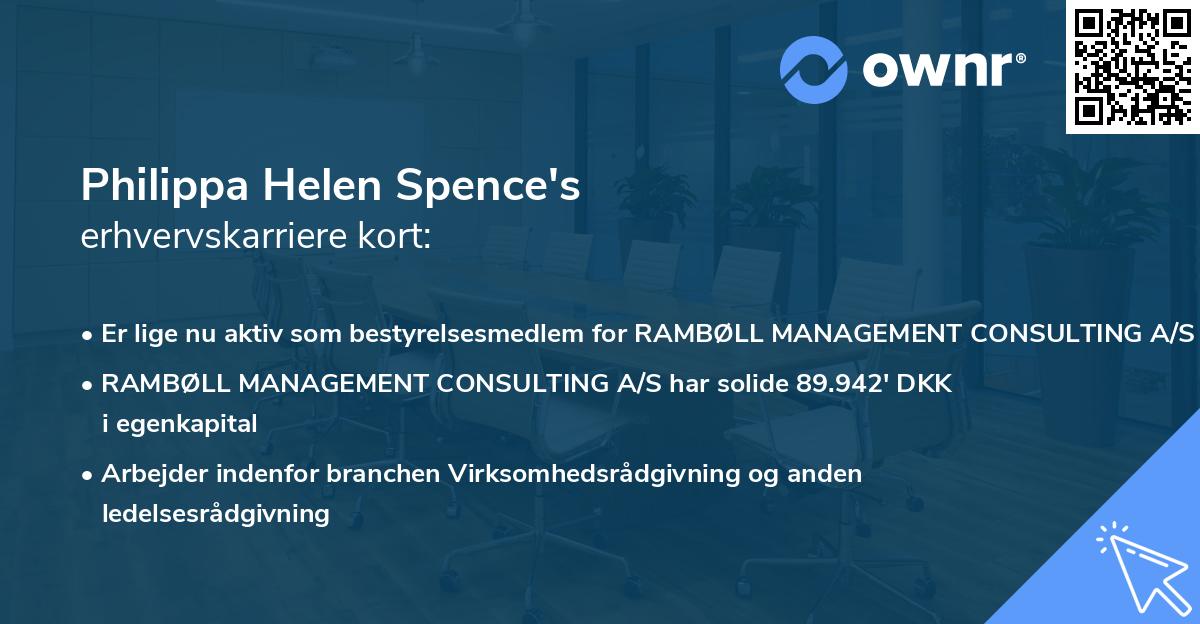 Philippa Helen Spence's erhvervskarriere kort