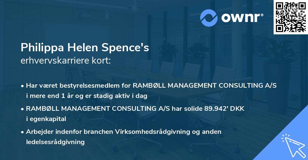 Philippa Helen Spence's erhvervskarriere kort
