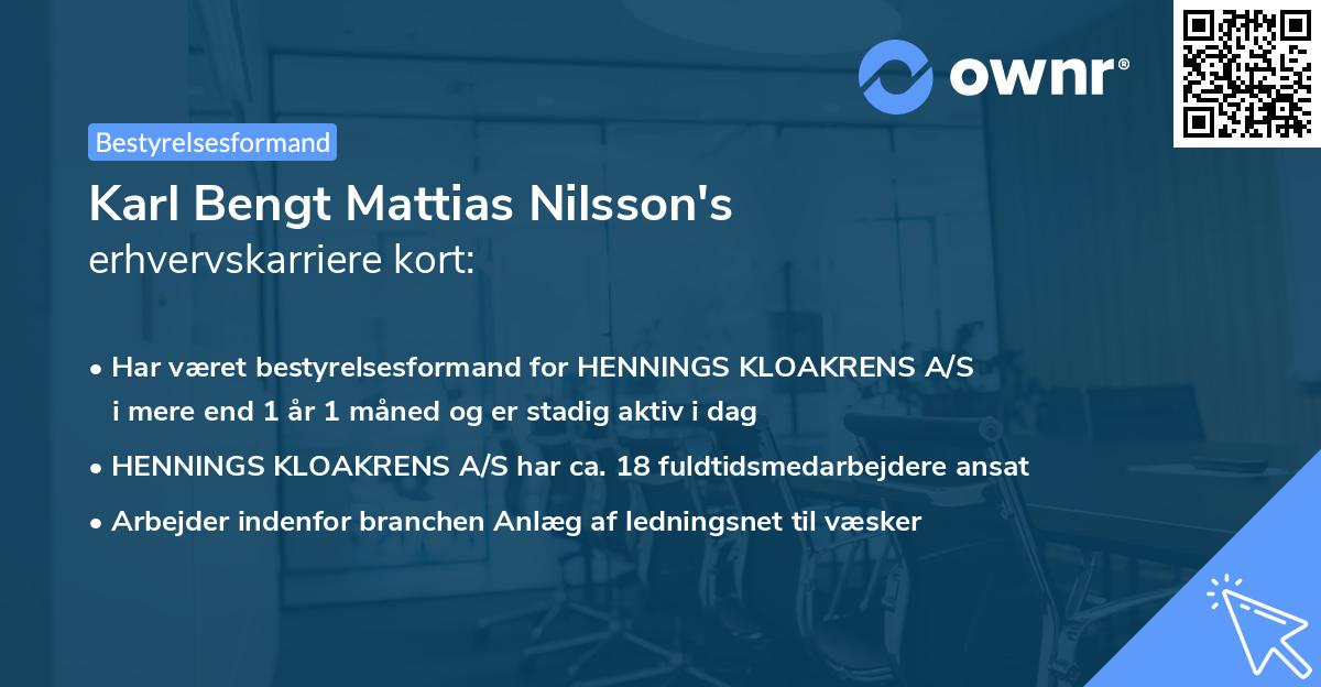 Karl Bengt Mattias Nilsson's erhvervskarriere kort