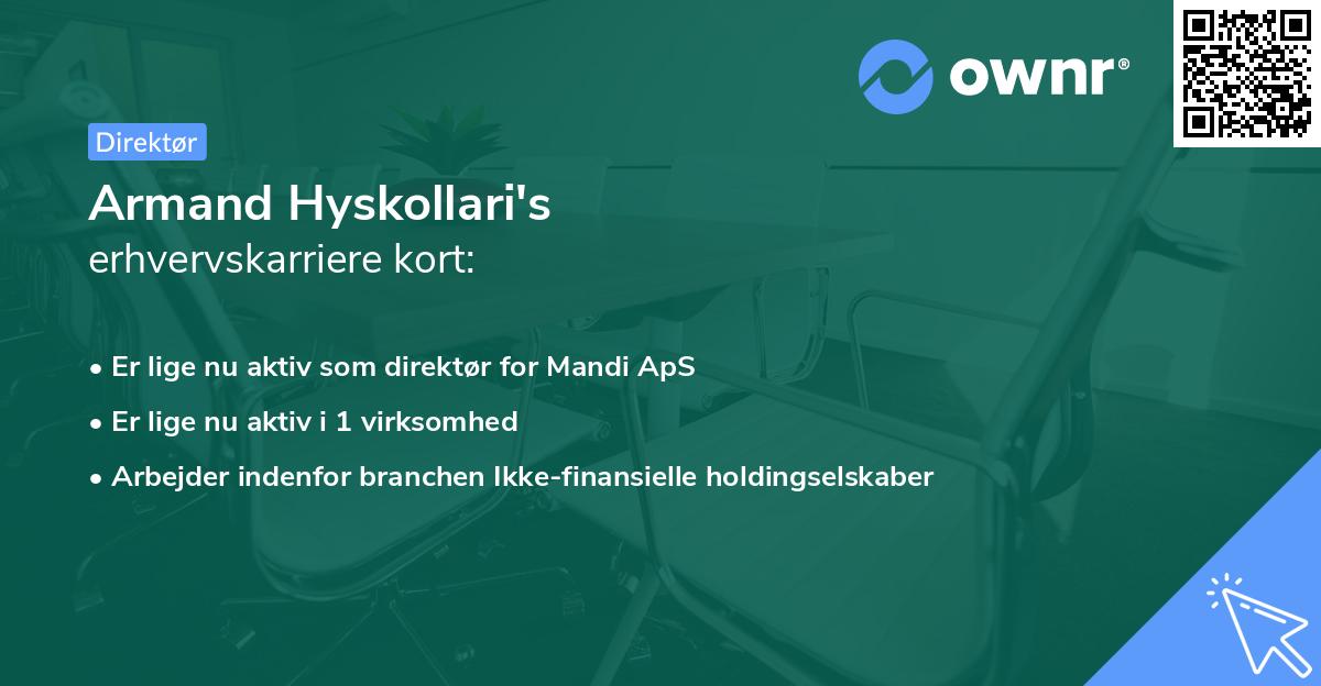 Armand Hyskollari's erhvervskarriere kort