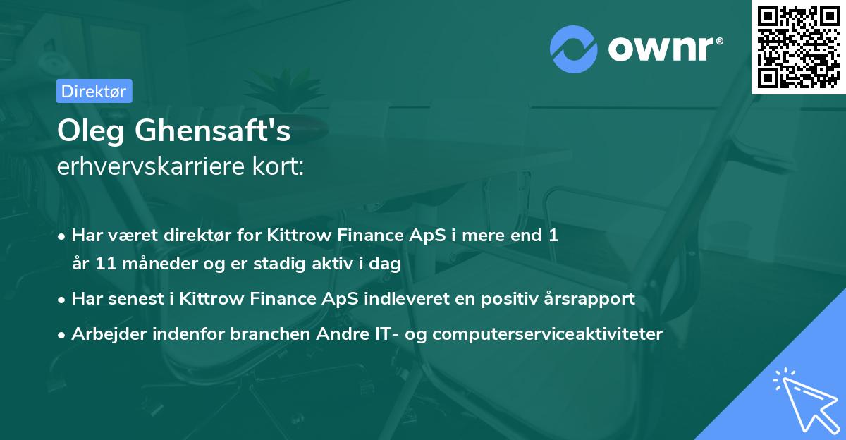 Oleg Ghensaft's erhvervskarriere kort