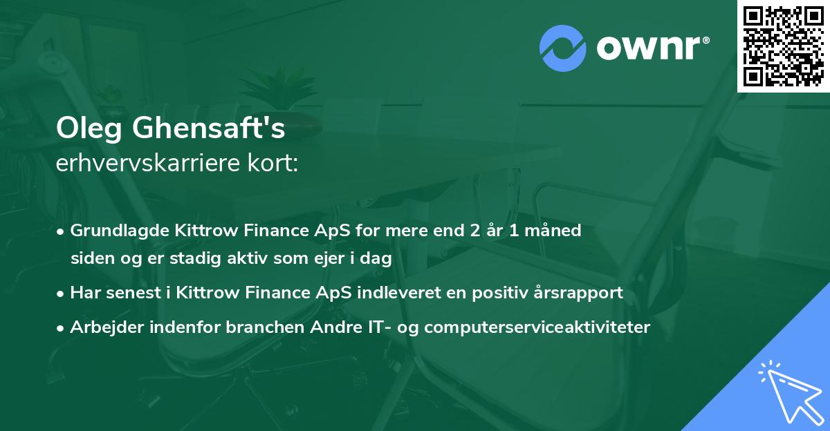 Oleg Ghensaft's erhvervskarriere kort