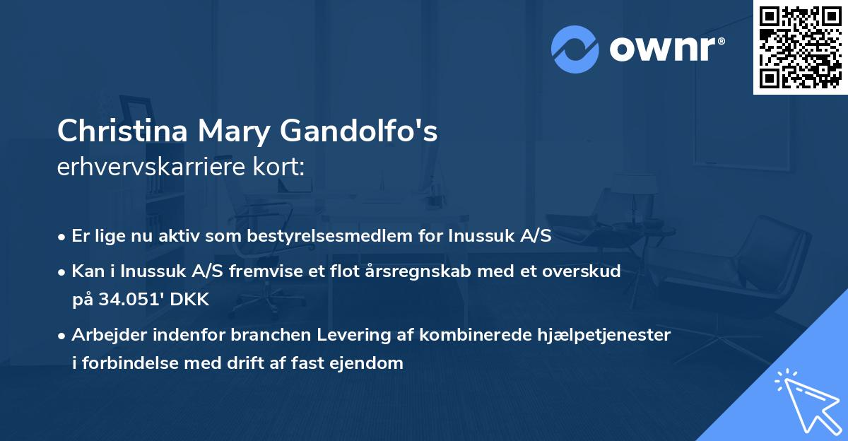 Christina Mary Gandolfo's erhvervskarriere kort