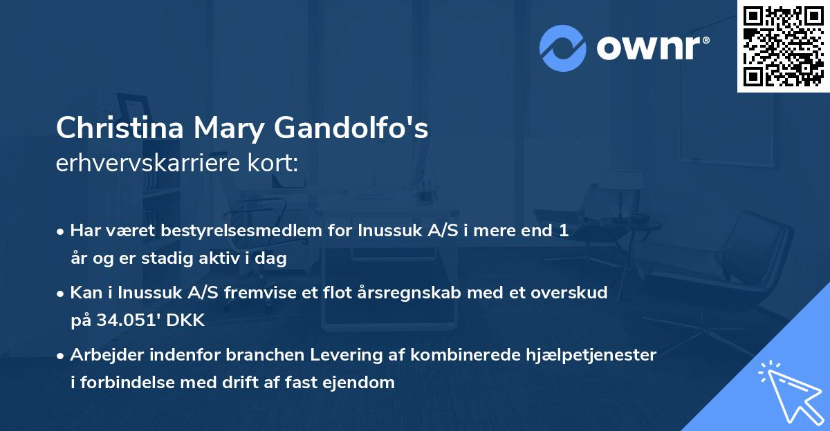 Christina Mary Gandolfo's erhvervskarriere kort