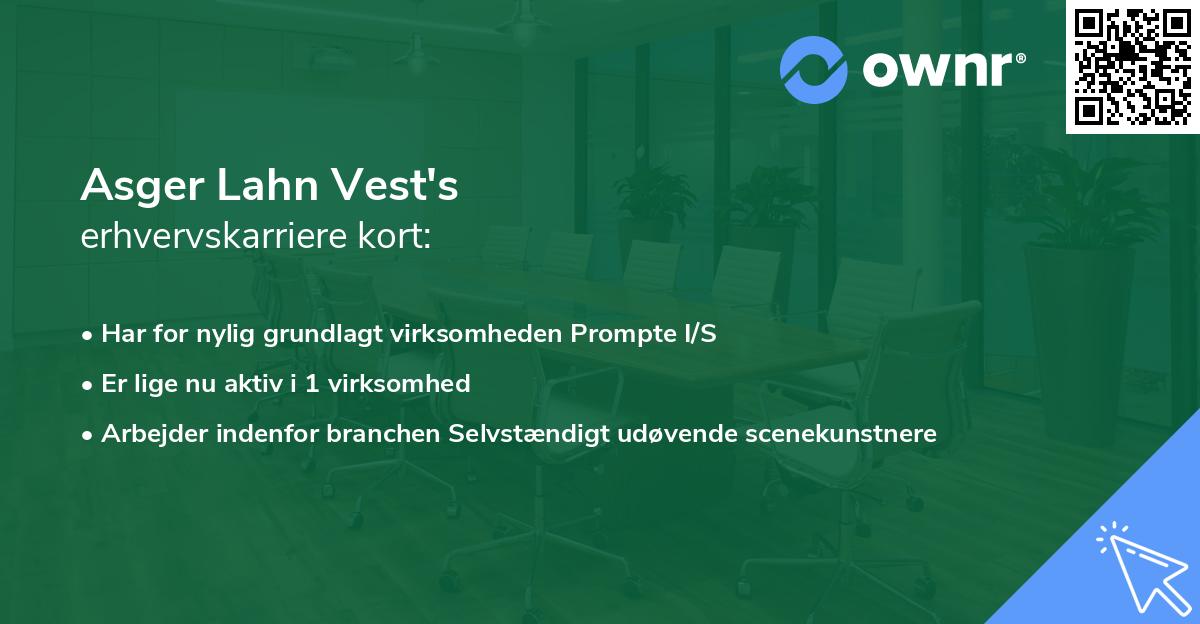 Asger Lahn Vest's erhvervskarriere kort
