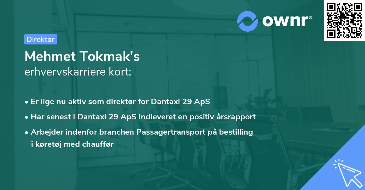 Mehmet Tokmak's erhvervskarriere kort