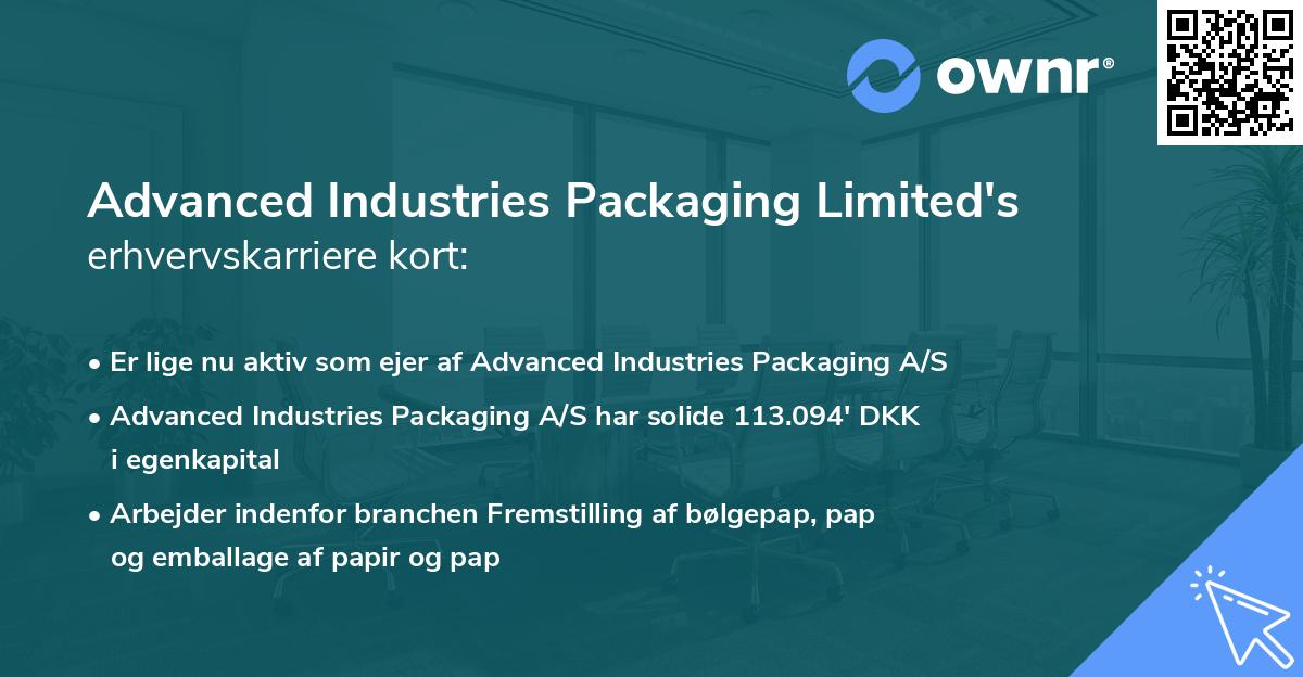 Advanced Industries Packaging Limited's erhvervskarriere kort