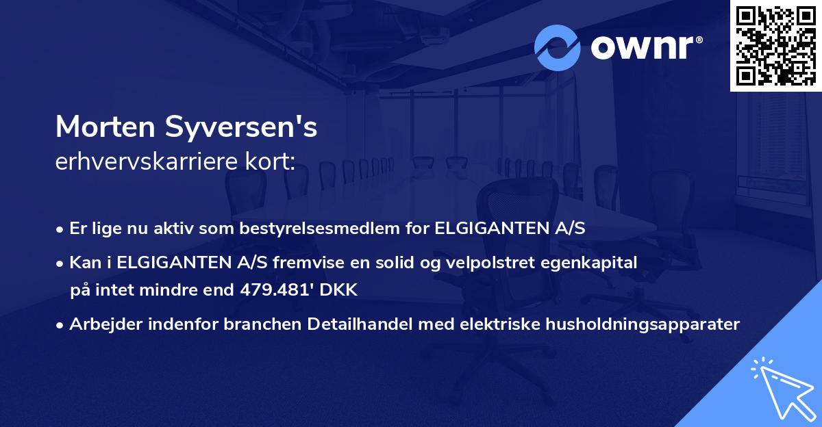 Morten Syversen's erhvervskarriere kort