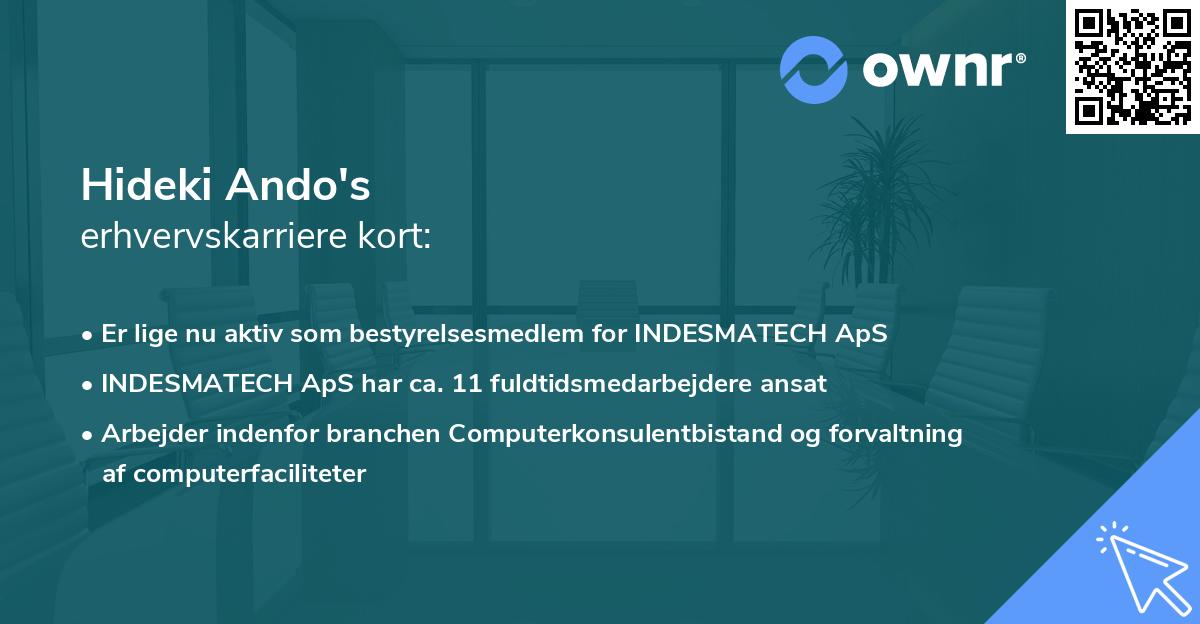 Hideki Ando's erhvervskarriere kort