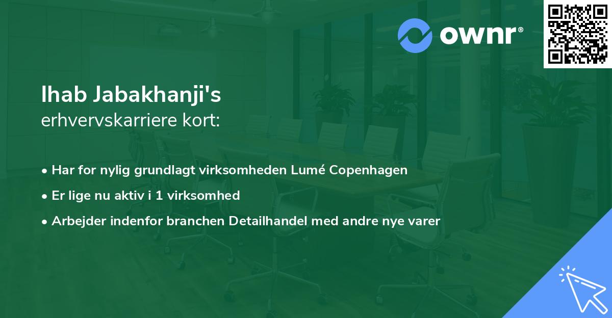 Ihab Jabakhanji's erhvervskarriere kort