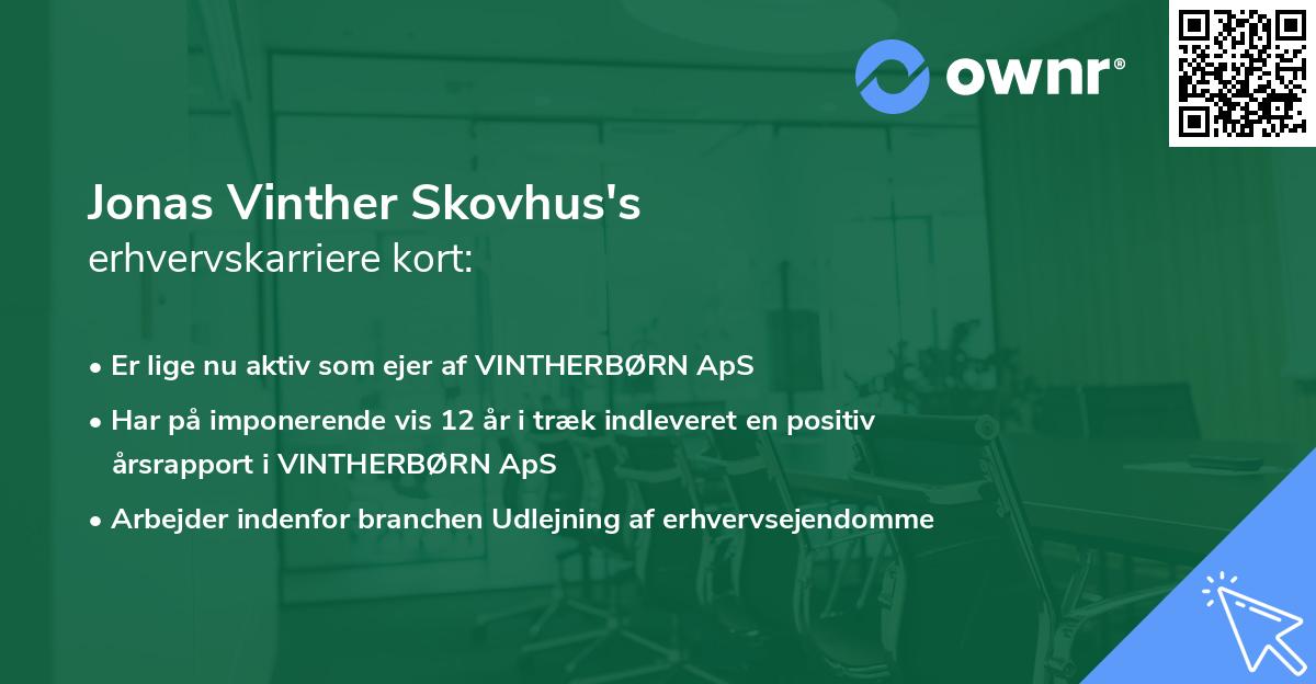 Jonas Vinther Skovhus's erhvervskarriere kort