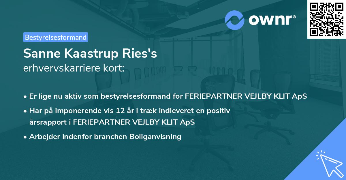 Sanne Kaastrup Ries's erhvervskarriere kort