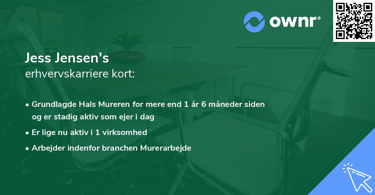 Jess Jensen's erhvervskarriere kort