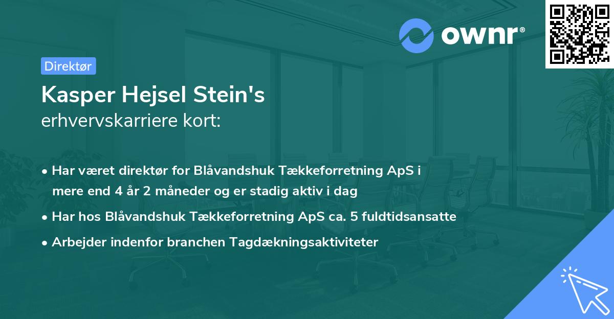 Kasper Hejsel Stein's erhvervskarriere kort