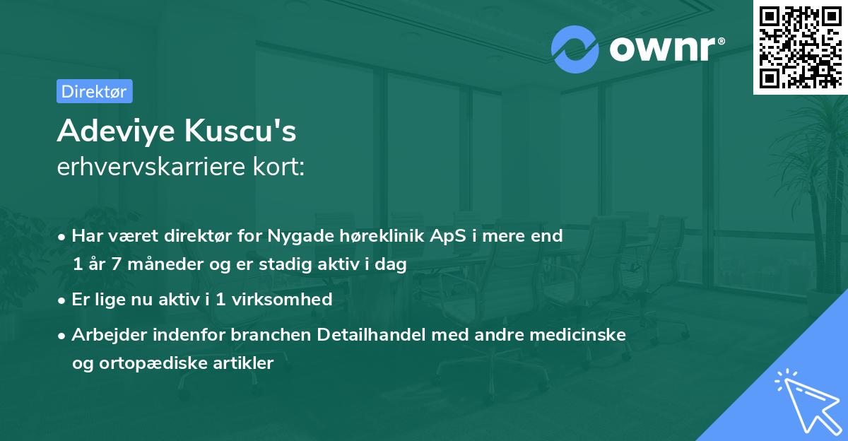 Adeviye Kuscu's erhvervskarriere kort