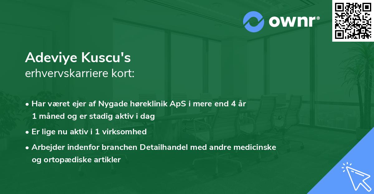 Adeviye Kuscu's erhvervskarriere kort