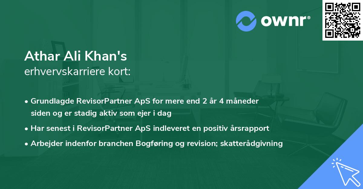 Athar Ali Khan's erhvervskarriere kort