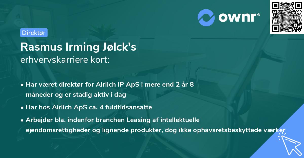 Rasmus Irming Jølck's erhvervskarriere kort