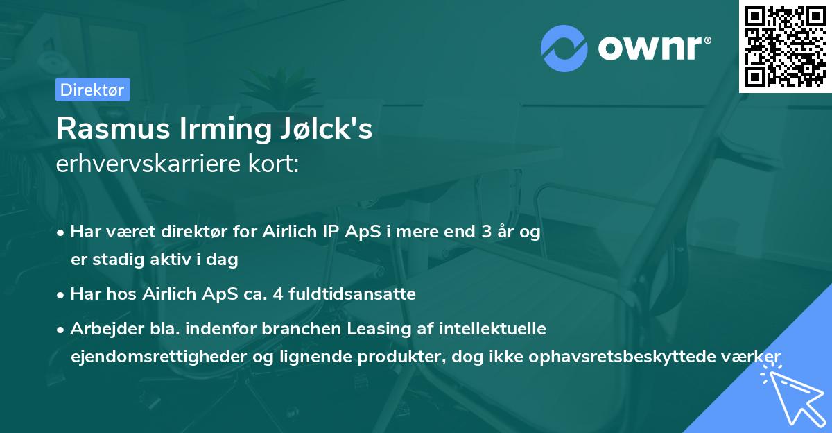 Rasmus Irming Jølck's erhvervskarriere kort