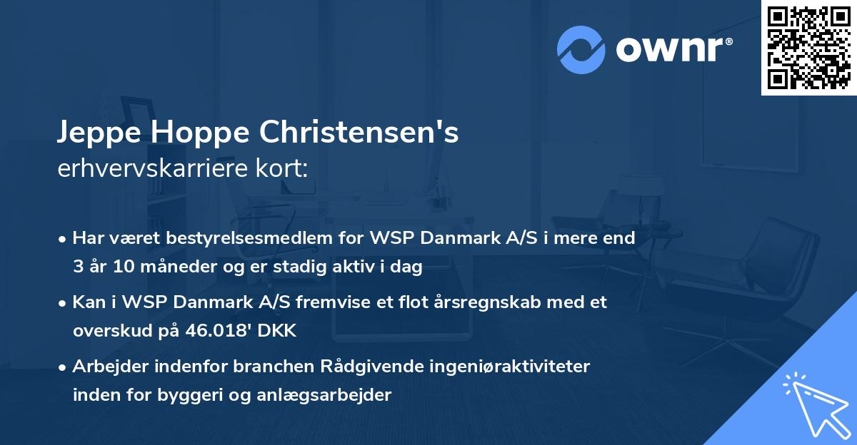 Jeppe Hoppe Christensen's erhvervskarriere kort