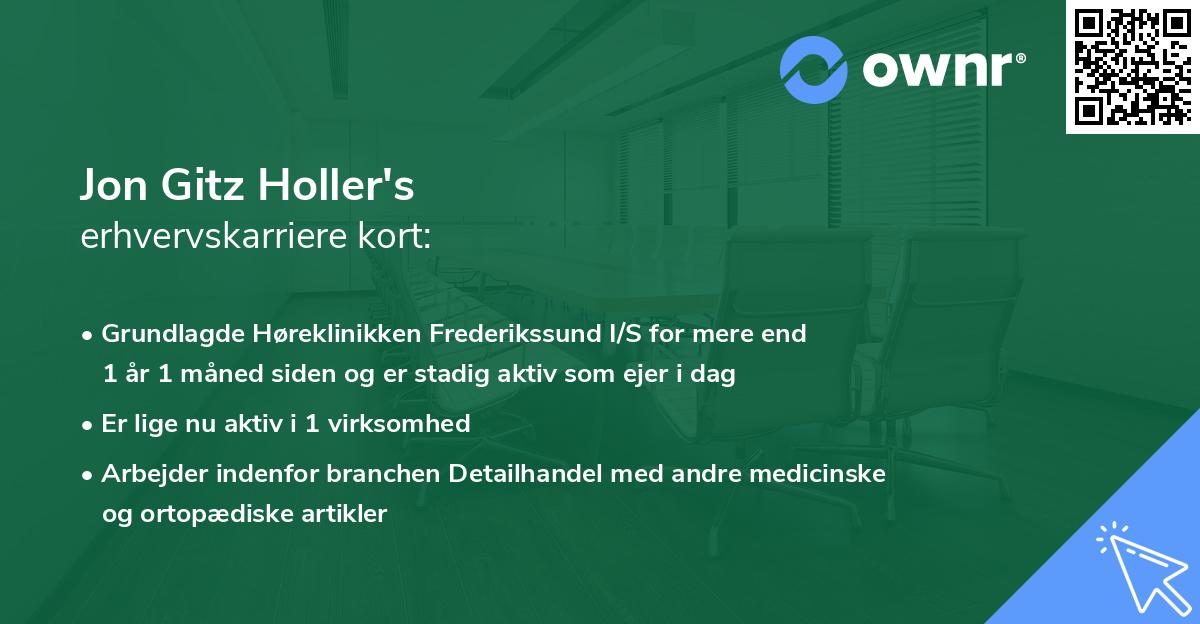 Jon Gitz Holler's erhvervskarriere kort