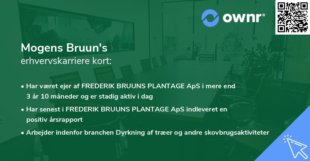 Mogens Bruun's erhvervskarriere kort