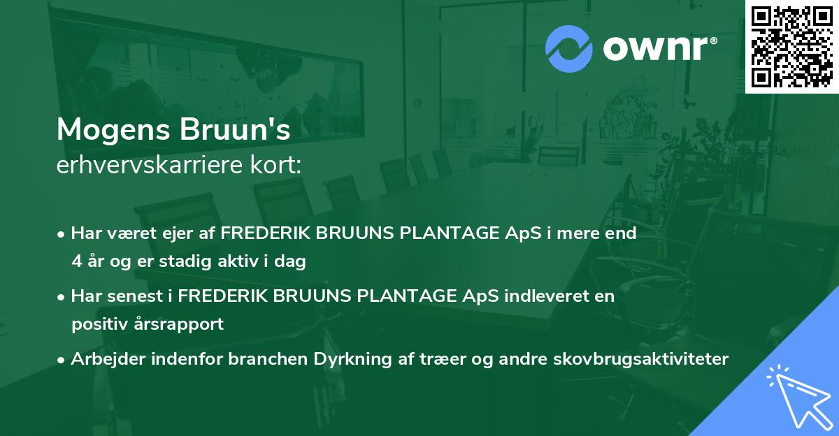 Mogens Bruun's erhvervskarriere kort