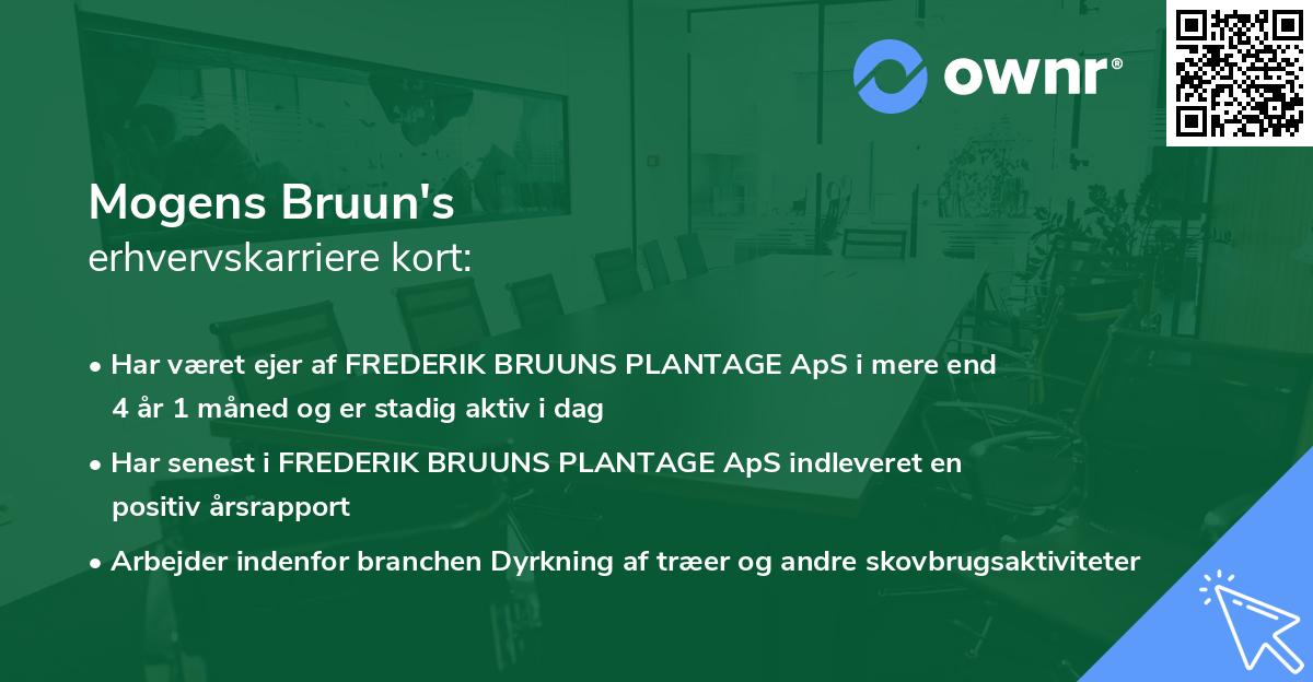 Mogens Bruun's erhvervskarriere kort