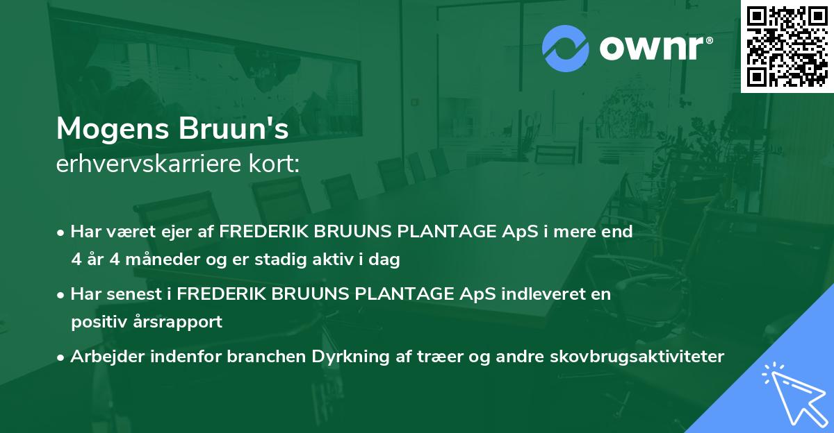 Mogens Bruun's erhvervskarriere kort